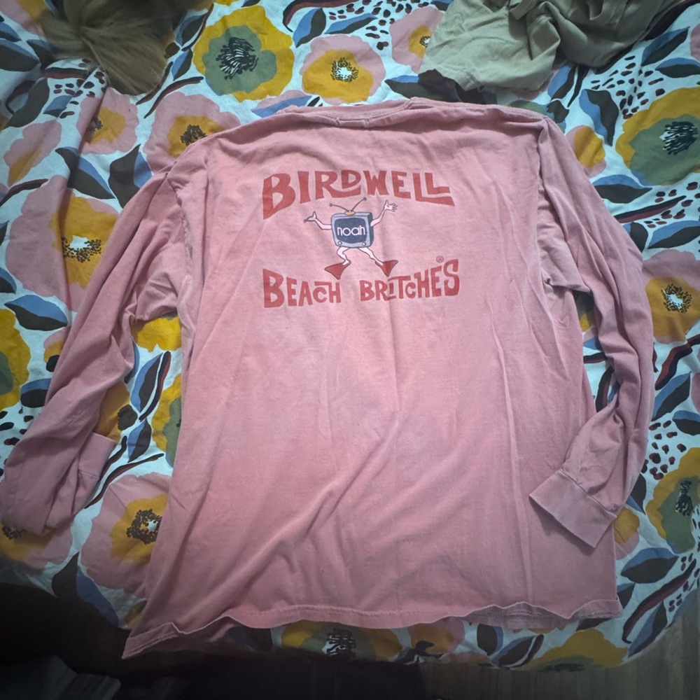 Birdwell Pink Long Sleeve Pocket Tee with Red Logo - Picture 2 of 7